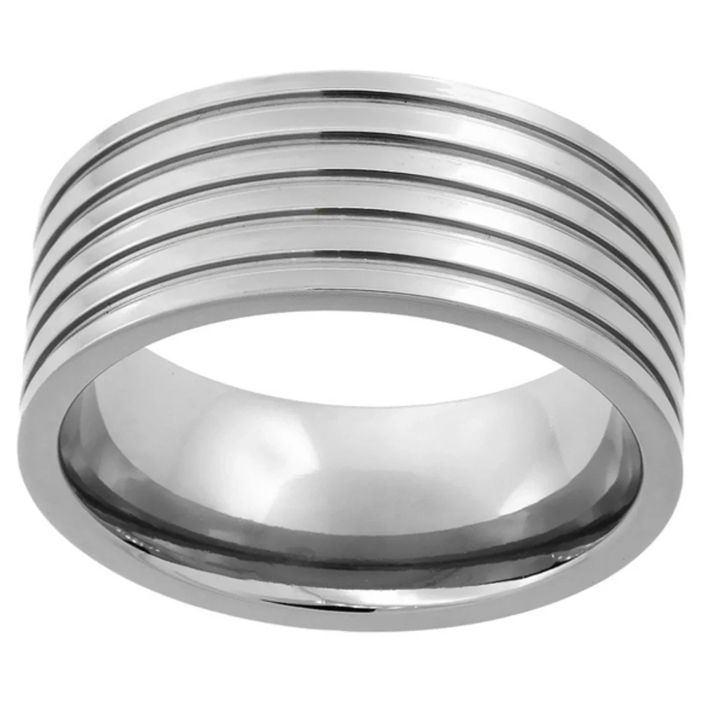 9mm Titanium Wedding Band Ring 5 Grooves